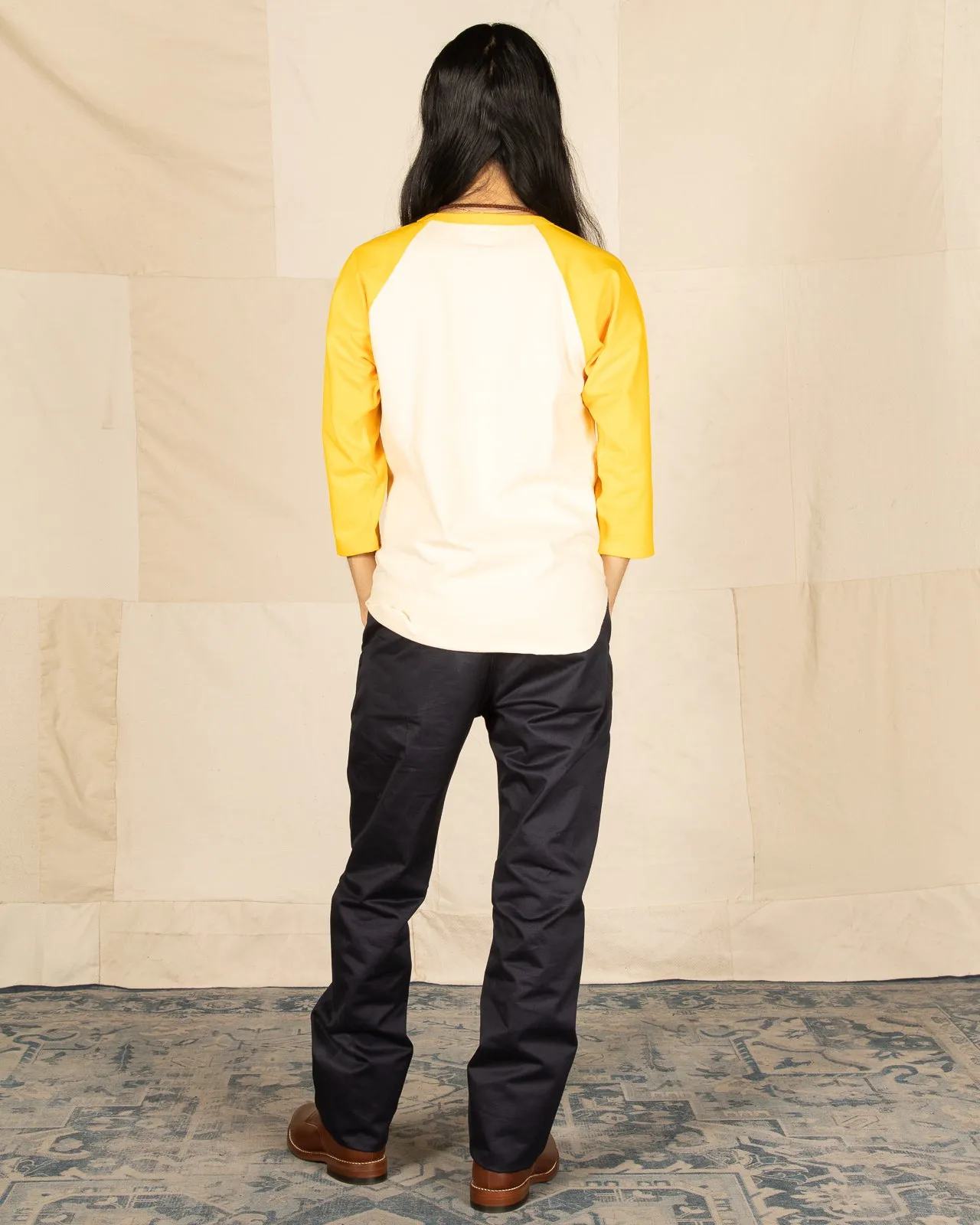 Military Baseball Tee / Army - Ecru/Yellow
