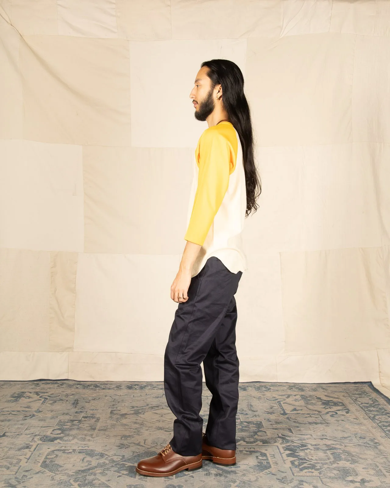 Military Baseball Tee / Army - Ecru/Yellow