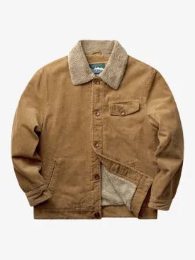 Military-Inspired Fur-Lined & Corduroy Flight Jacket