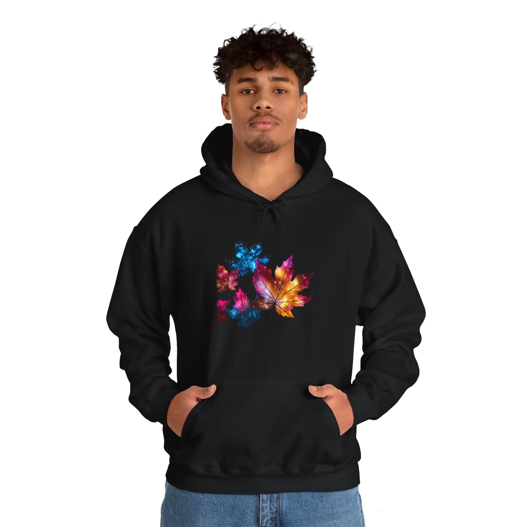 Neon Fall Leaves Unisex Heavy Blend™ Hooded Sweatshirt