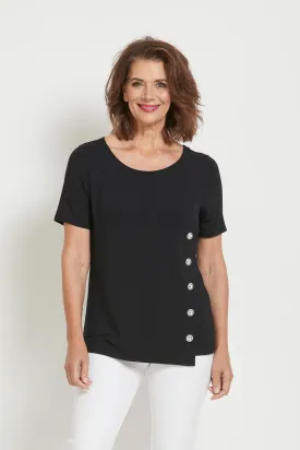Paula Ryan Side Button Short Sleeve Top