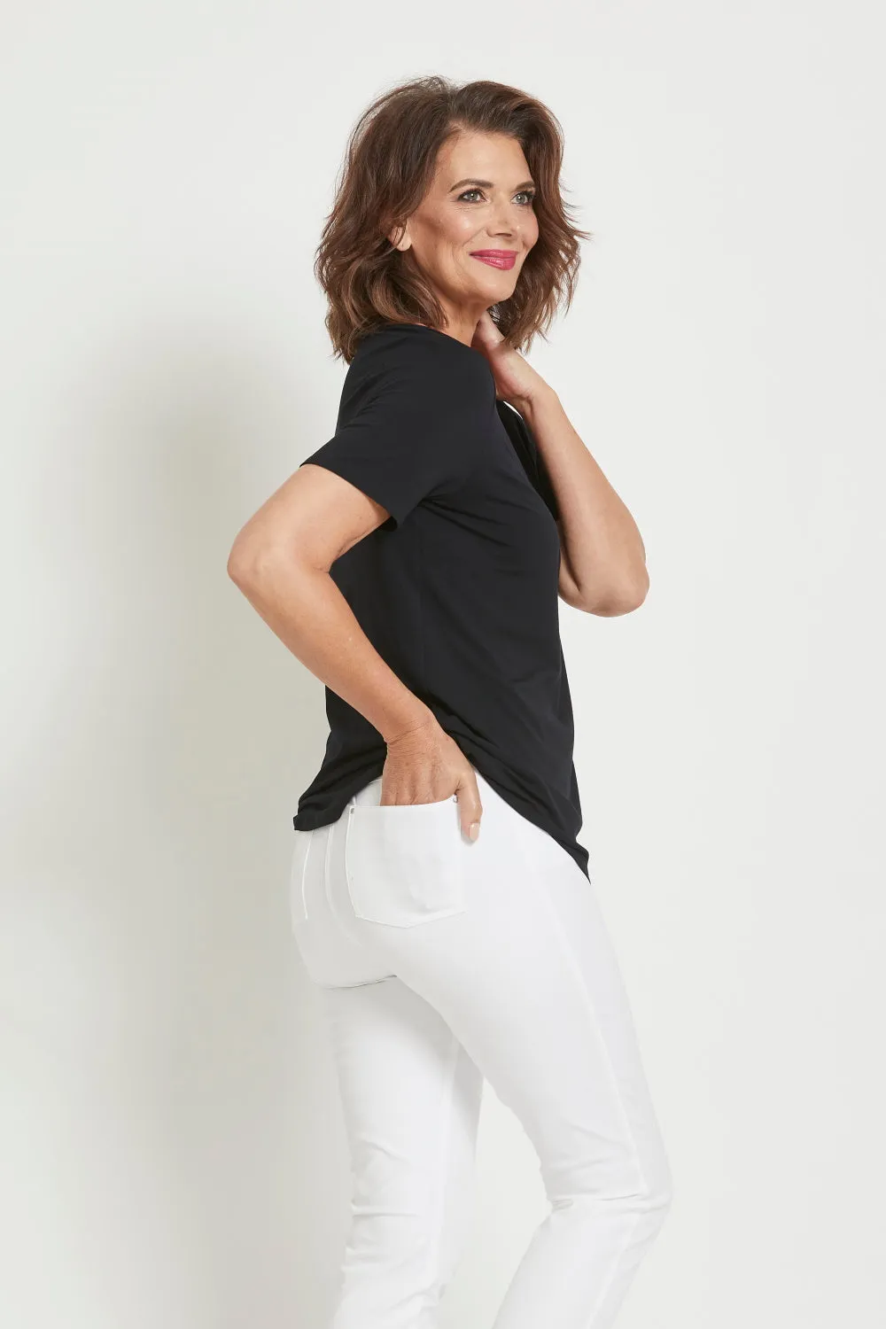 Paula Ryan Side Button Short Sleeve Top
