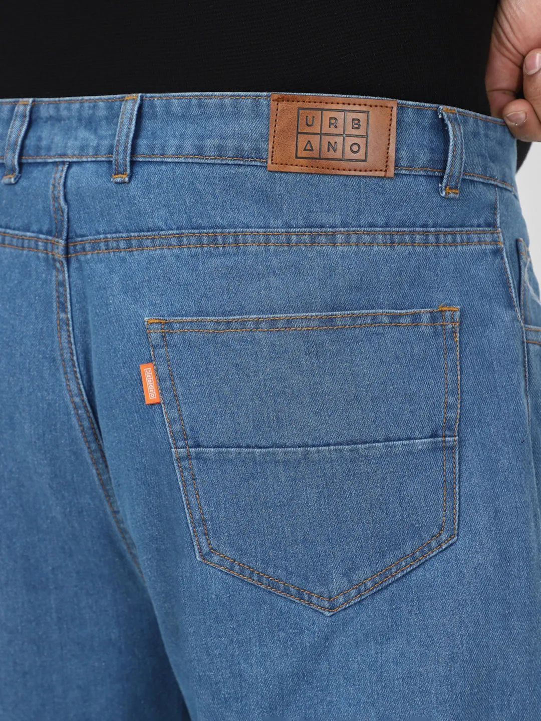 Plus Men's Light Blue Loose Baggy Fit Washed Jeans Non-Stretchable