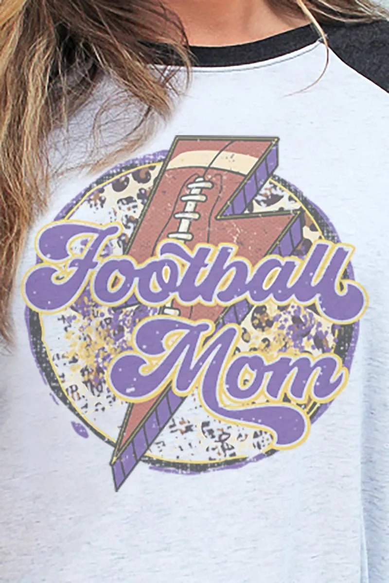 Rad Circle Football Mom Purple Tri-Blend Unisex 3/4 Raglan