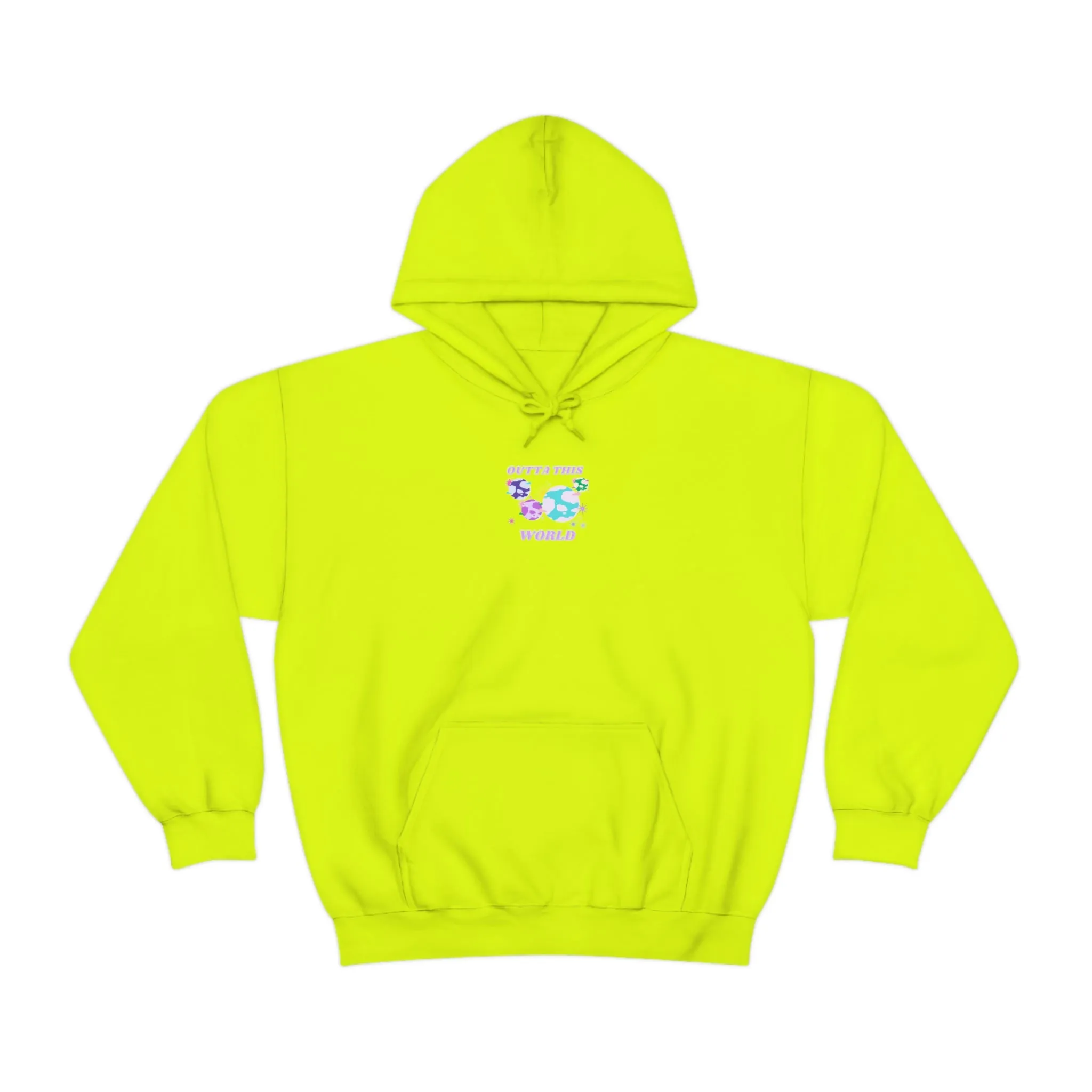 Retro Outta This World Safety Neon Green Graphic Hoodie, VSCO Girl Sweatshirt, Tumblr Hoodie, Oversized Trendy Back Print Top Rare Color