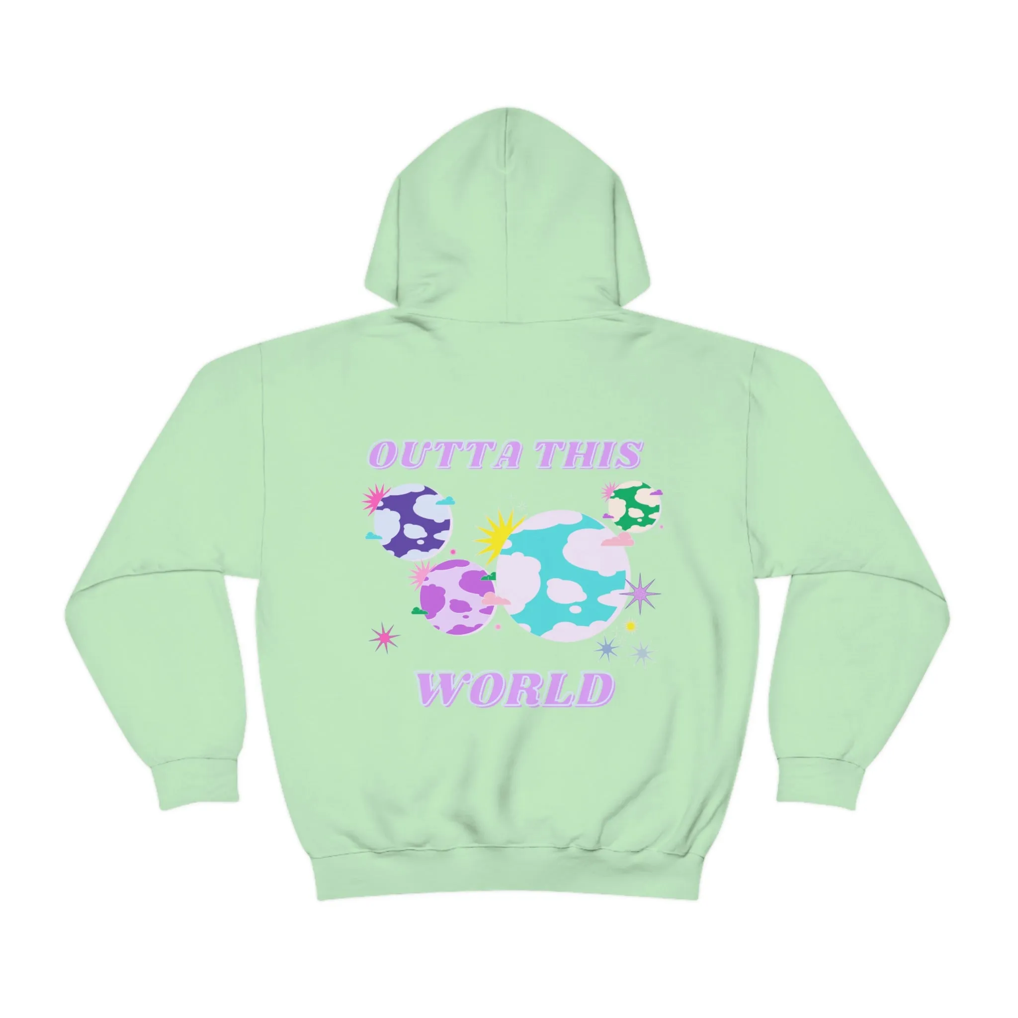 Retro Outta This World Safety Neon Green Graphic Hoodie, VSCO Girl Sweatshirt, Tumblr Hoodie, Oversized Trendy Back Print Top Rare Color