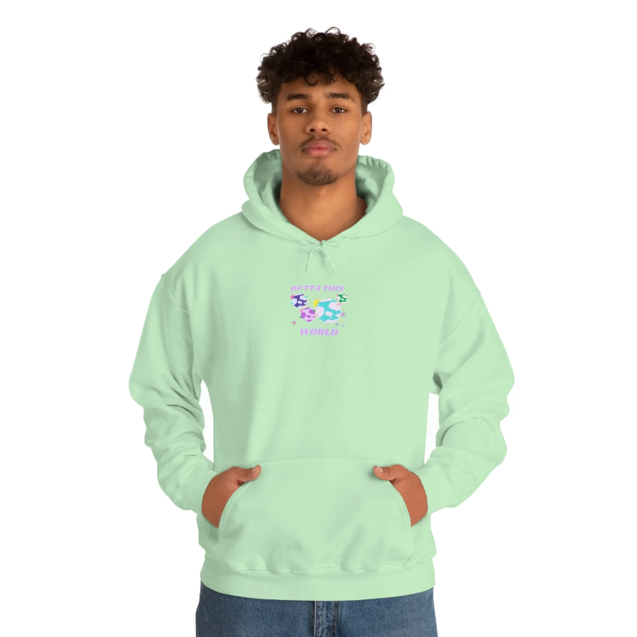Retro Outta This World Safety Neon Green Graphic Hoodie, VSCO Girl Sweatshirt, Tumblr Hoodie, Oversized Trendy Back Print Top Rare Color