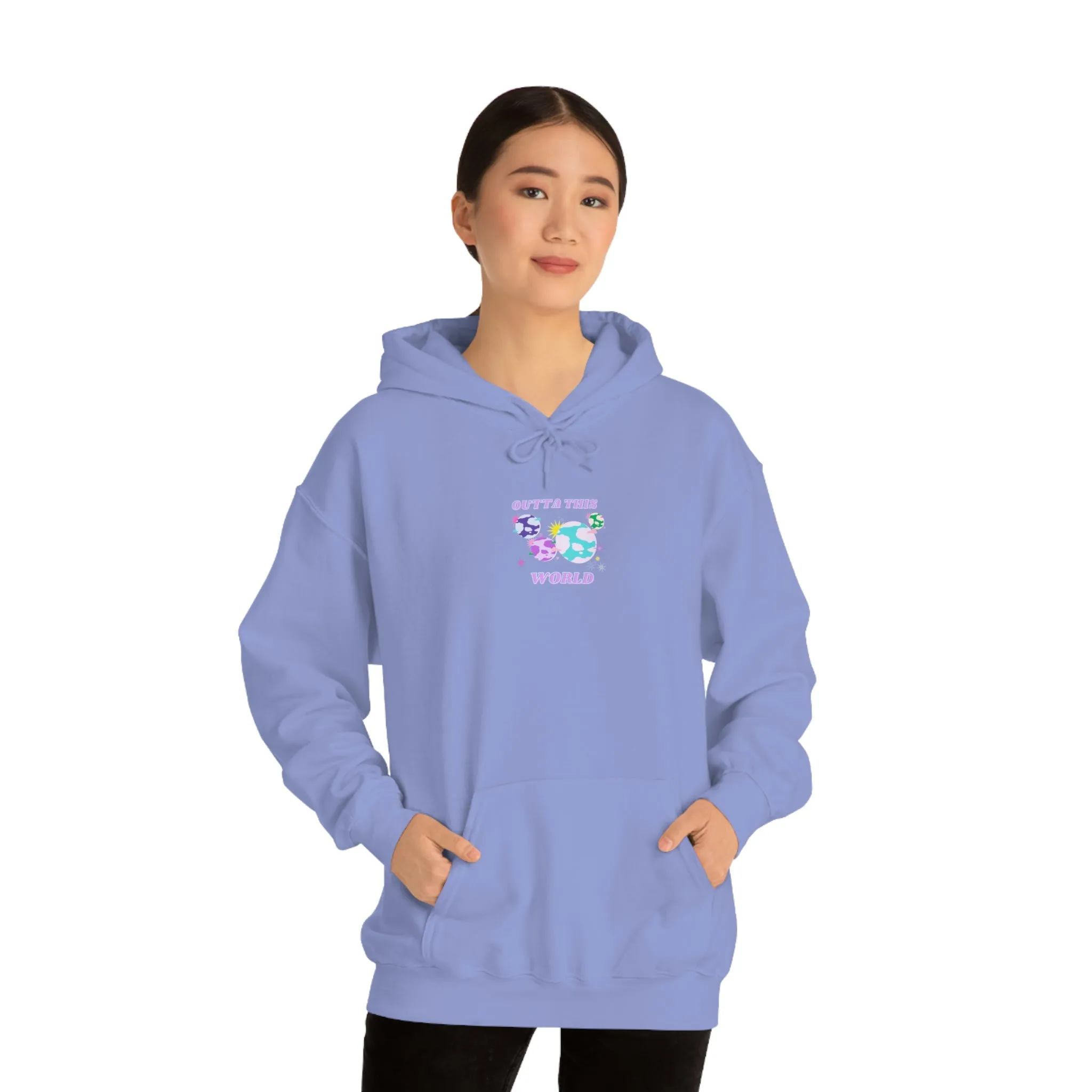 Retro Outta This World Safety Neon Green Graphic Hoodie, VSCO Girl Sweatshirt, Tumblr Hoodie, Oversized Trendy Back Print Top Rare Color