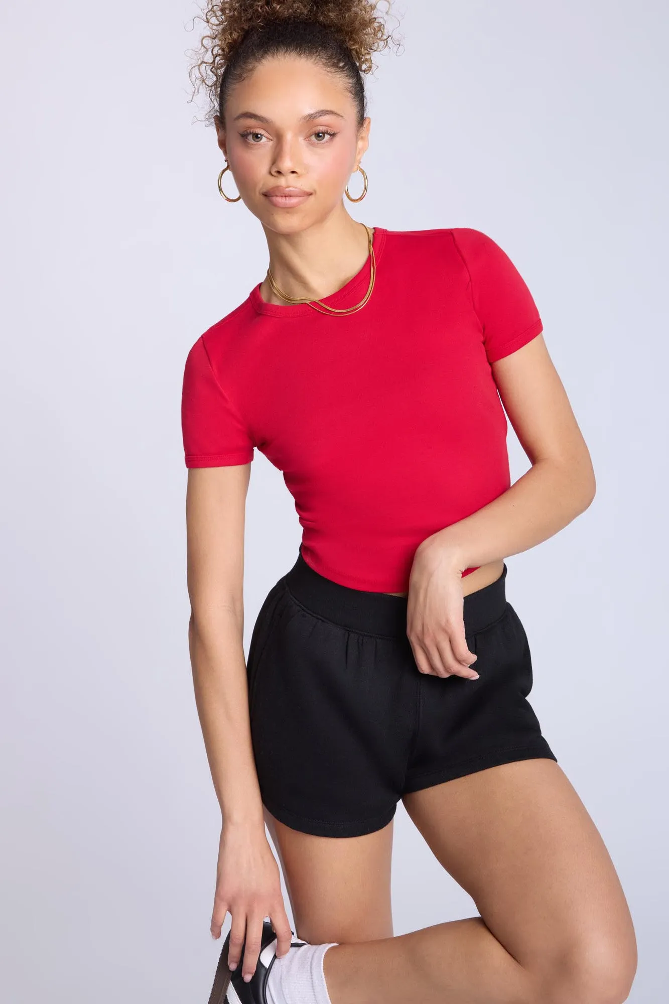 Ribbed Crew Neck Baby Tee