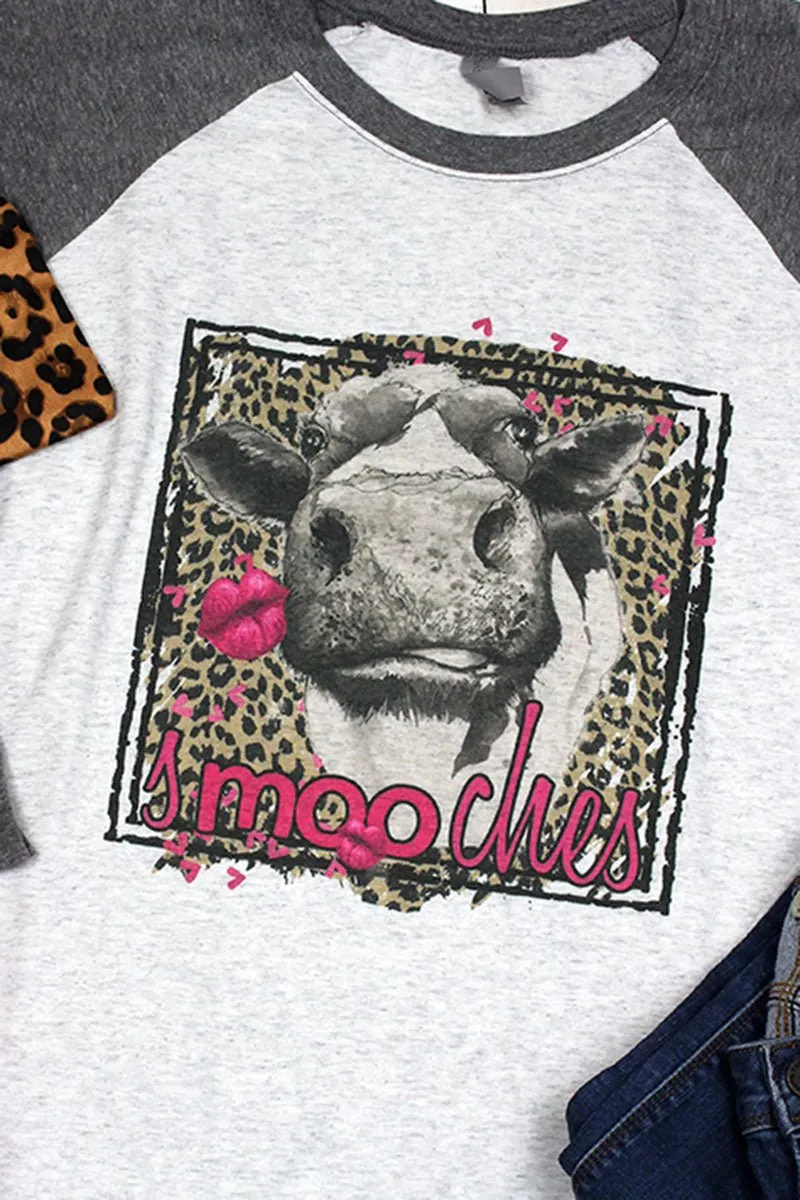 Smooches Cow Tri-Blend Unisex 3/4 Raglan