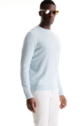 Soft Cloth Crewneck Sweater in Birdseye Jersey - Blue Light