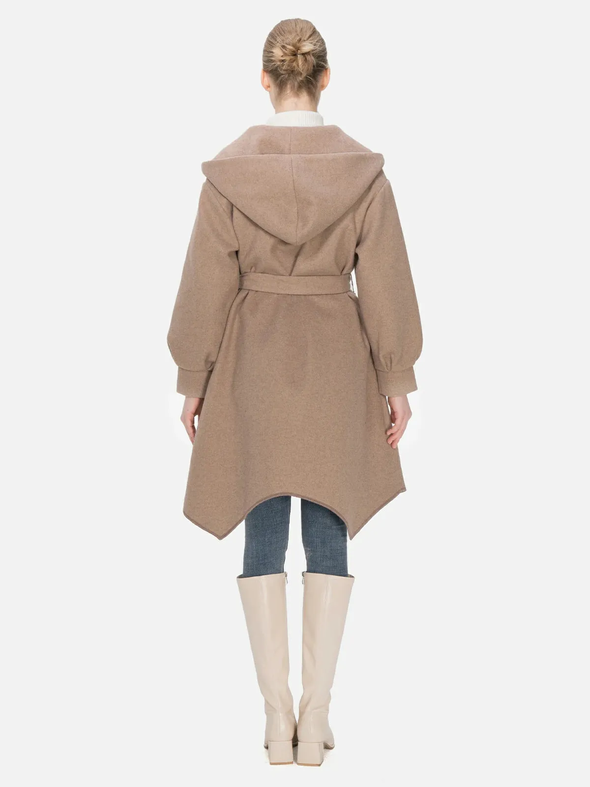 Solid Open Front Hooded Coat
