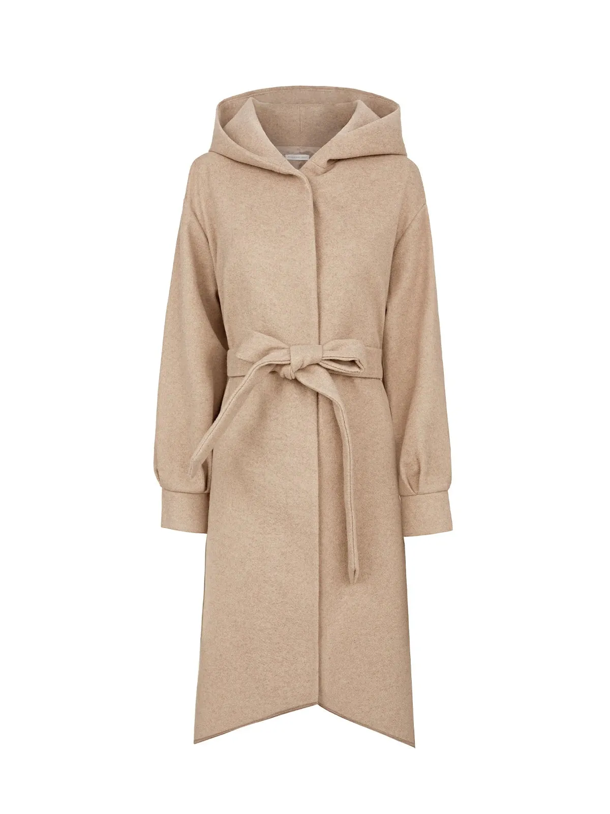 Solid Open Front Hooded Coat