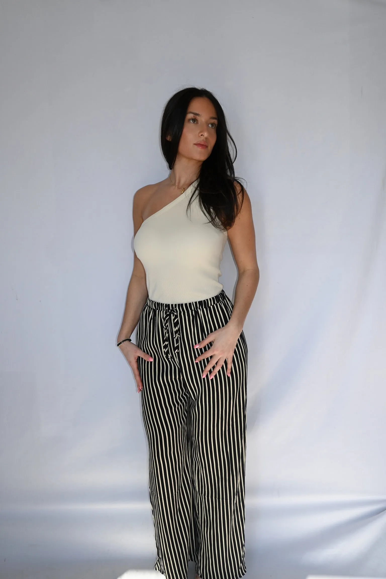 Striped Elegance Wide-Leg Pants