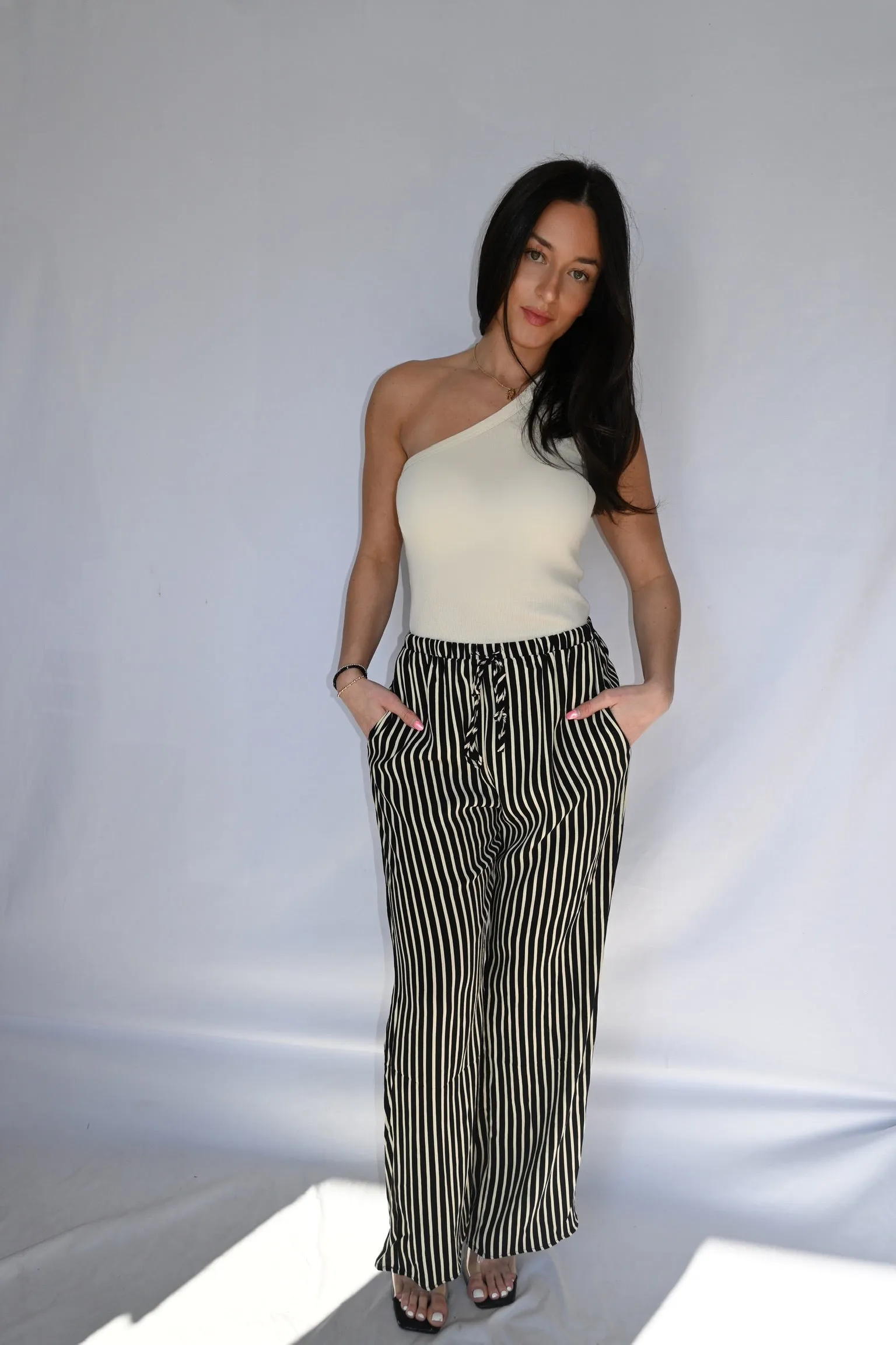 Striped Elegance Wide-Leg Pants