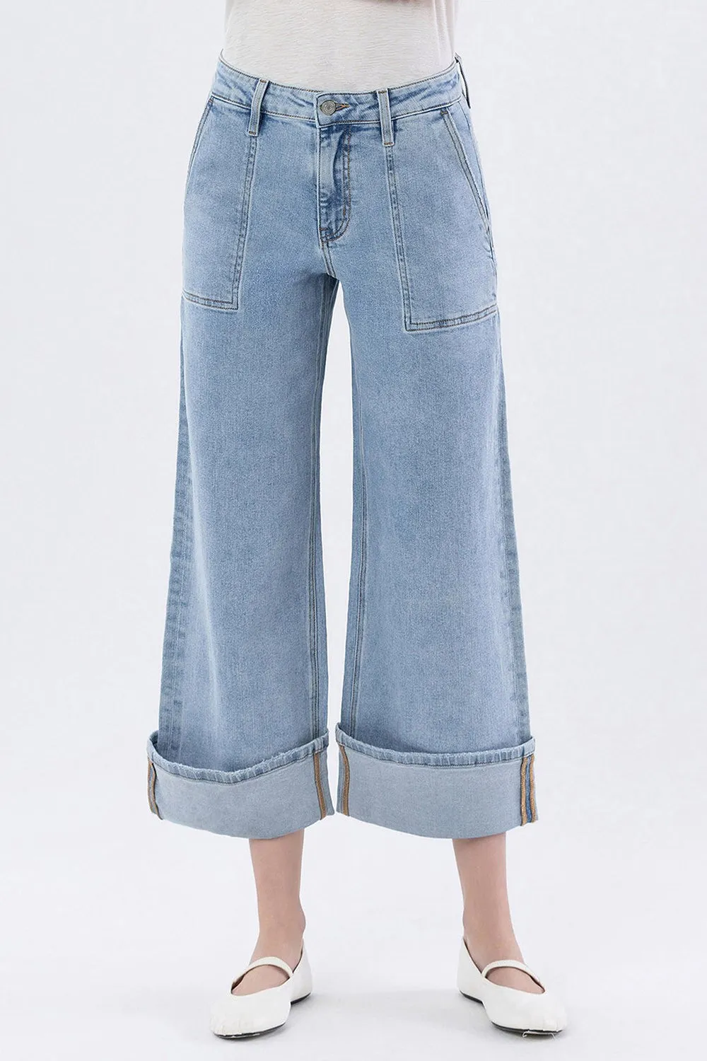 Super High Rise Cuffed Baggy Wide Jeans
