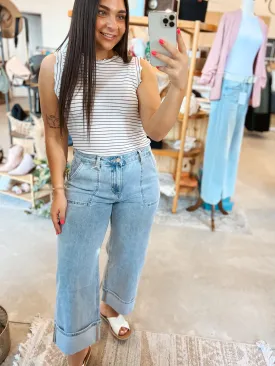 Super High Rise Cuffed Baggy Wide Jeans