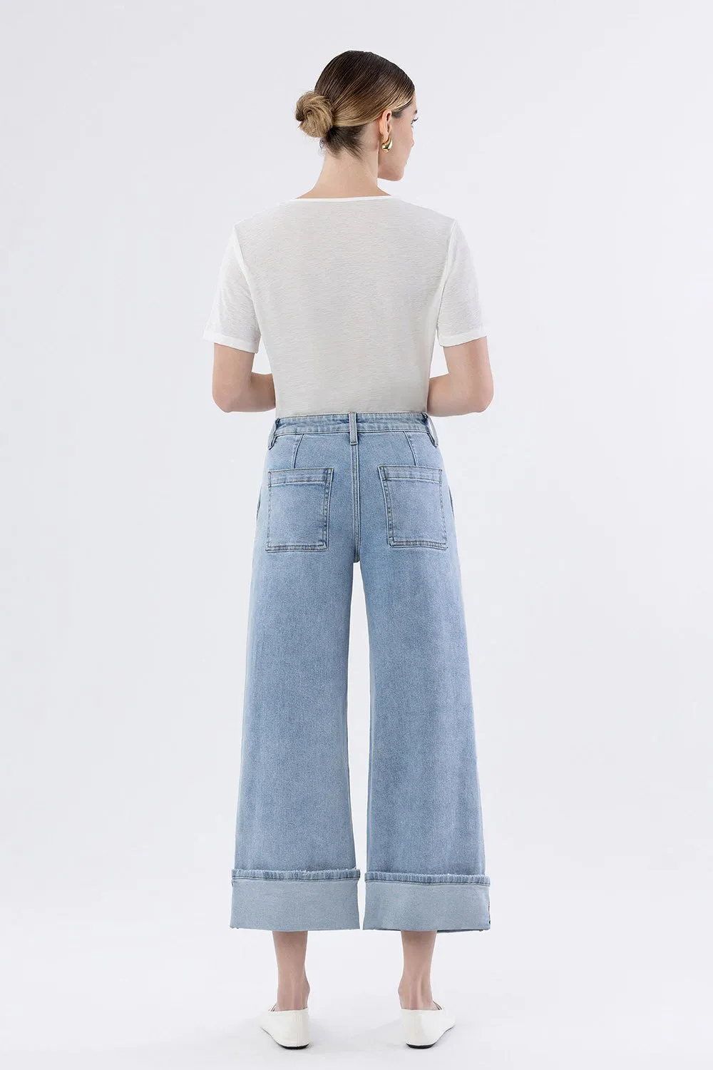 Super High Rise Cuffed Baggy Wide Jeans