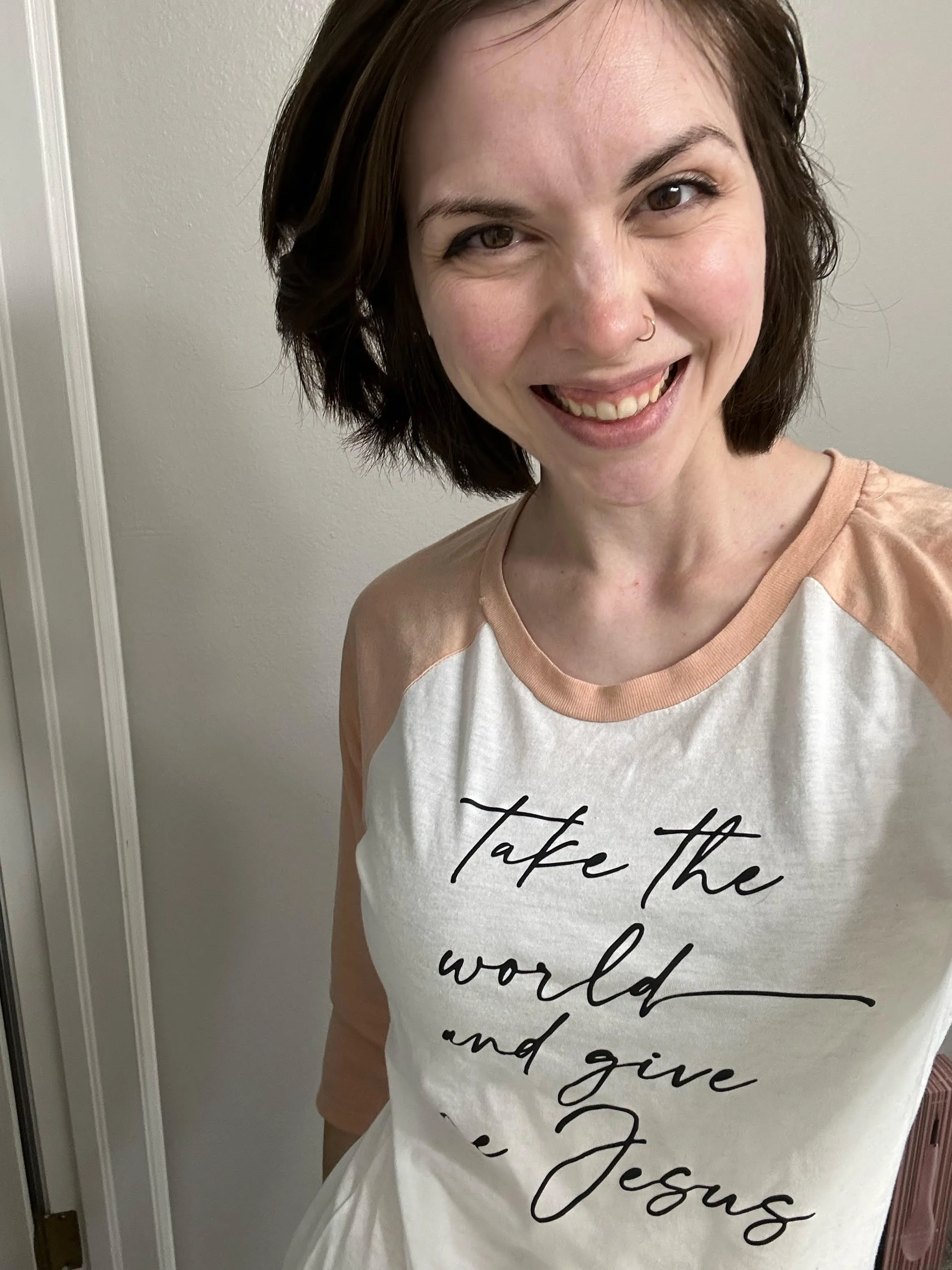 Take the World and Give Me Jesus Ladies Fit Raglan