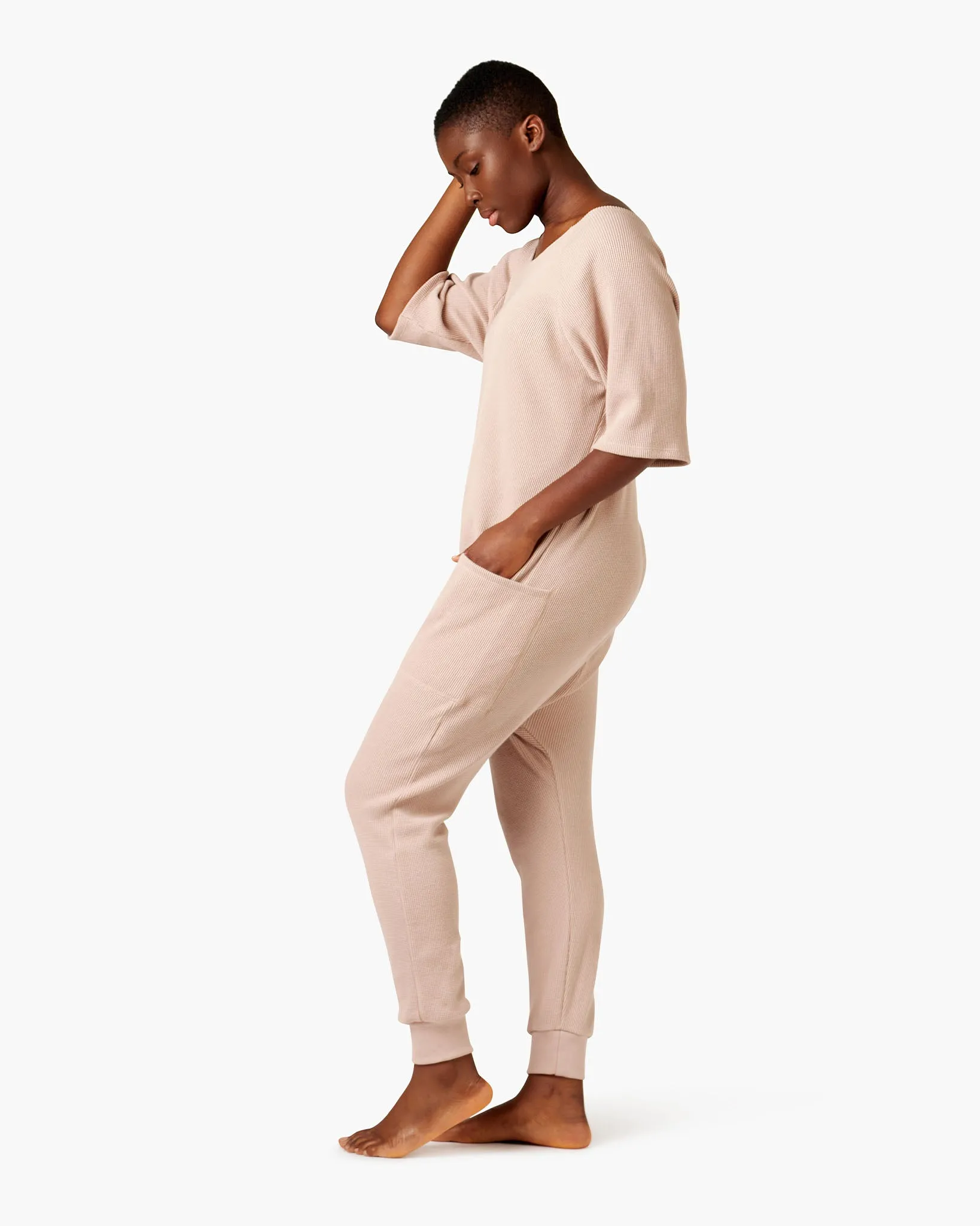 The Waffle Jumpsuit - Muddy rose