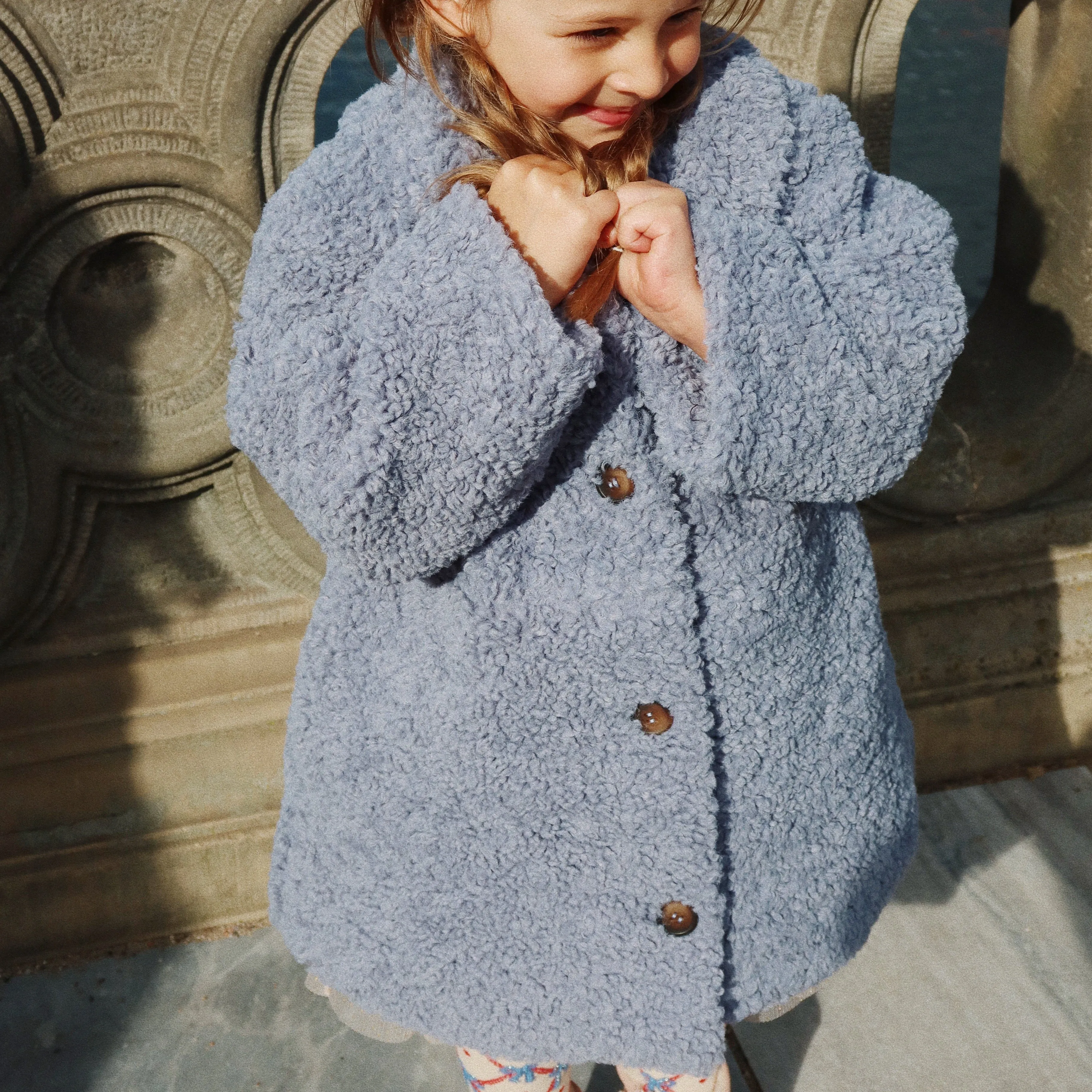 Tillie Poodle Embroidered Faux Fur Collared Coat