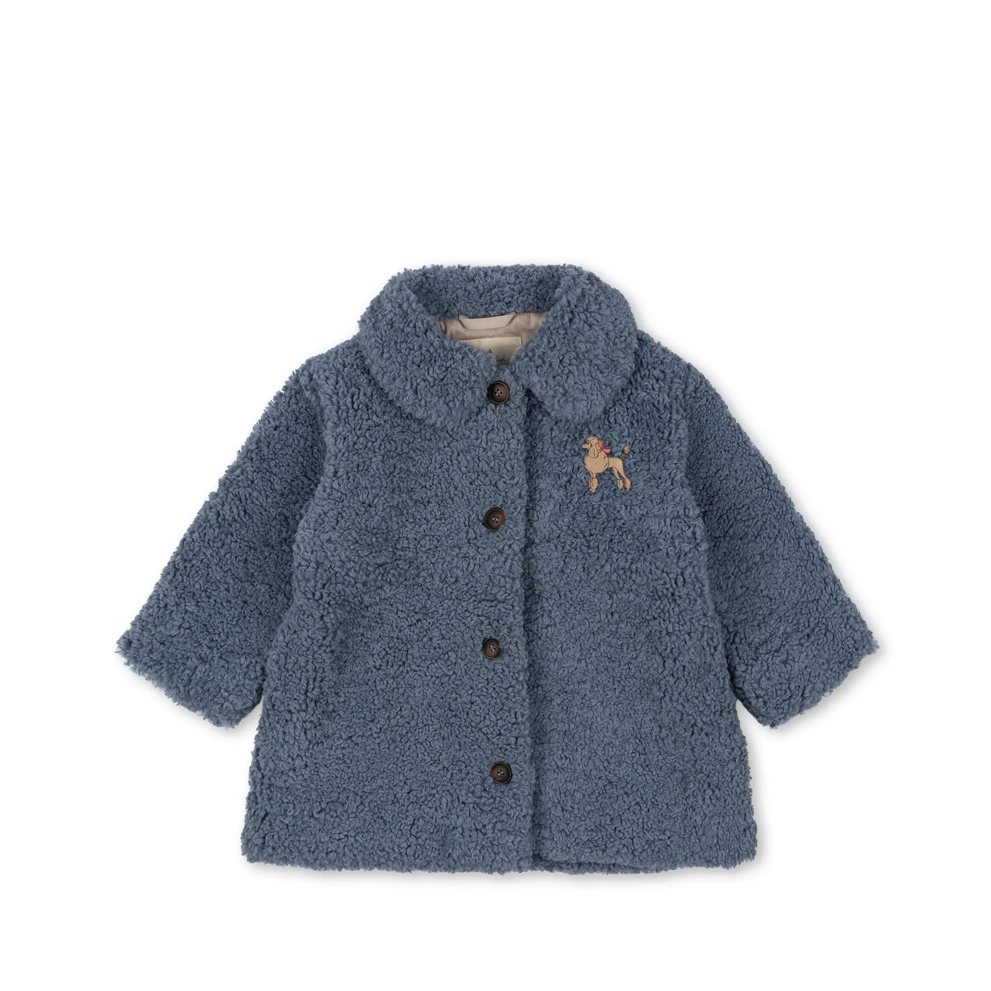 Tillie Poodle Embroidered Faux Fur Collared Coat