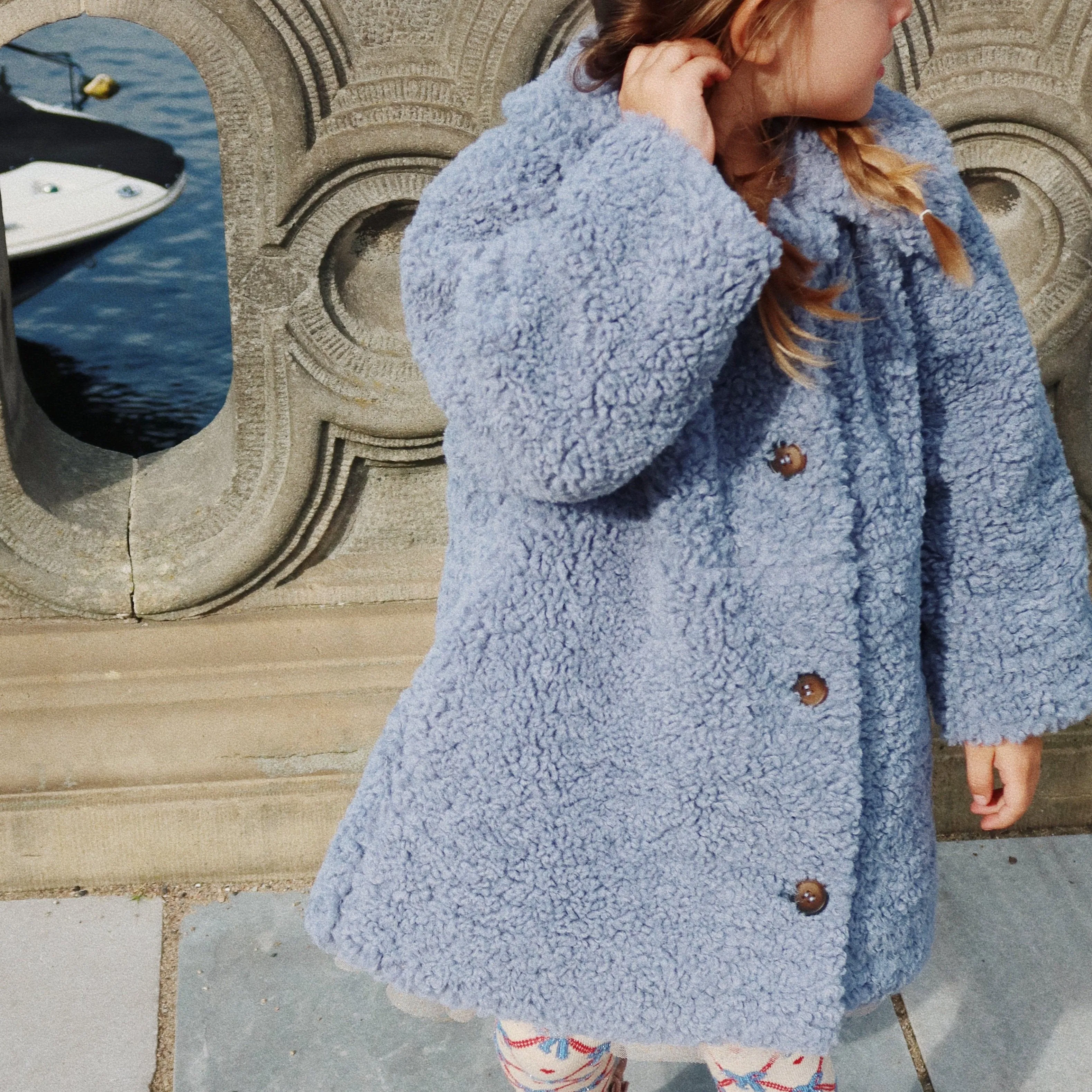 Tillie Poodle Embroidered Faux Fur Collared Coat