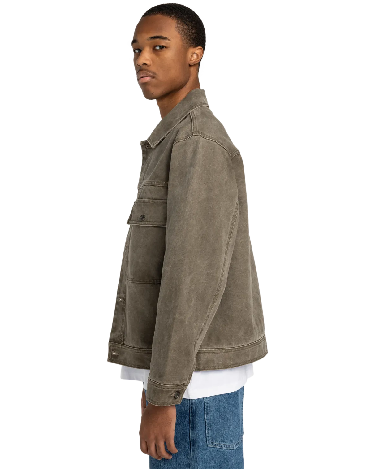 Trucker Canvas Jacket in Stone Gray