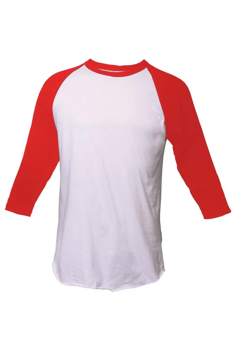 Tultex Unisex Fine Jersey Raglan Tee, White/Red *Personalize It!
