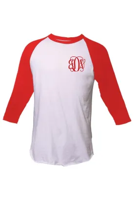 Tultex Unisex Fine Jersey Raglan Tee, White/Red *Personalize It!