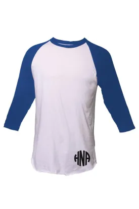 Tultex Unisex Fine Jersey Raglan Tee, White/Royal *Personalize It!