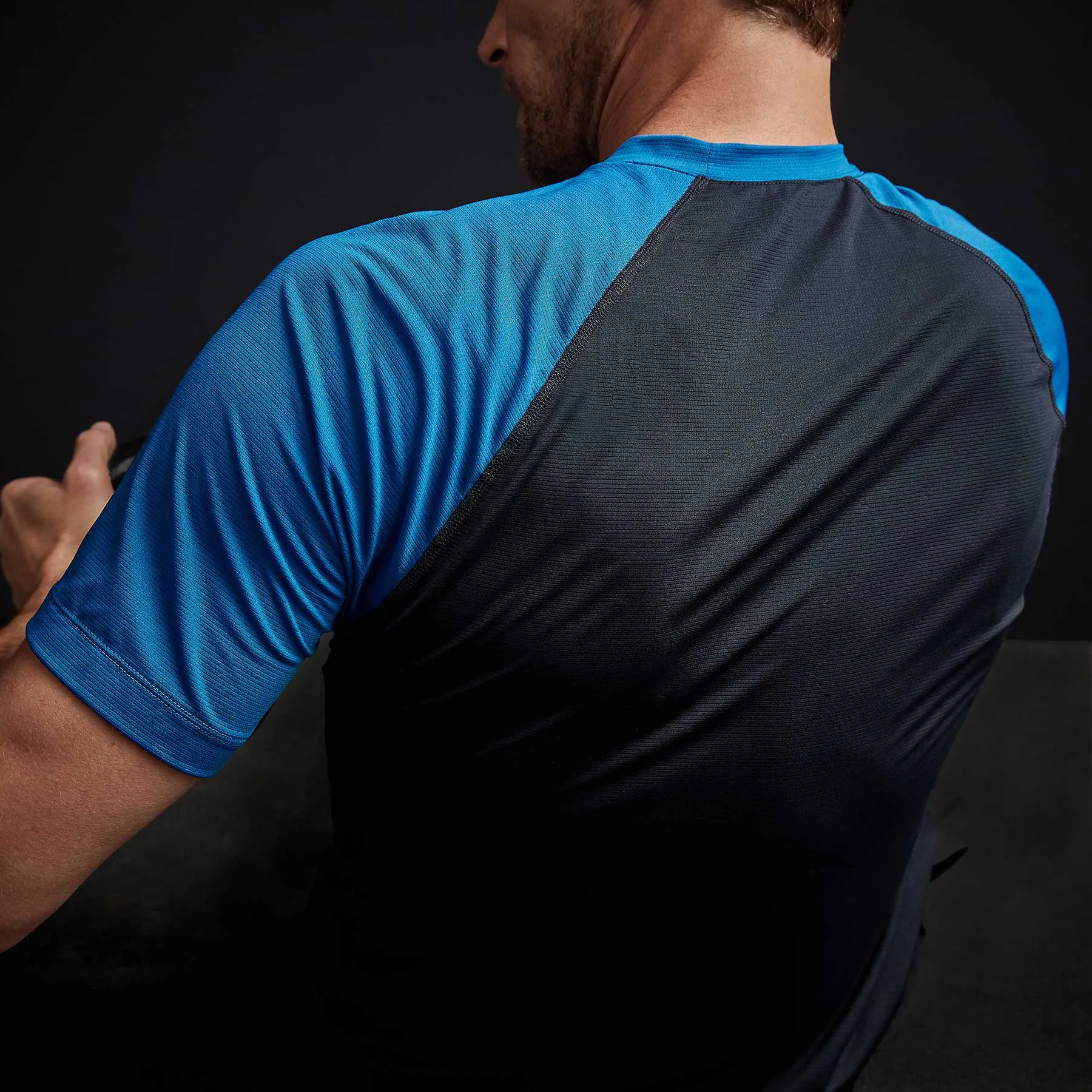 Two Tone Short Sleeve Raglan Crew - Deep/Baltic Blue