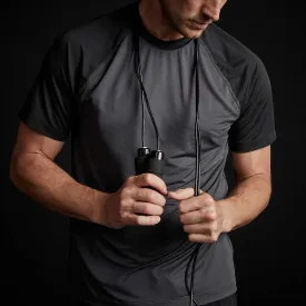 Two Tone Short Sleeve Raglan Crew - Slate/Black