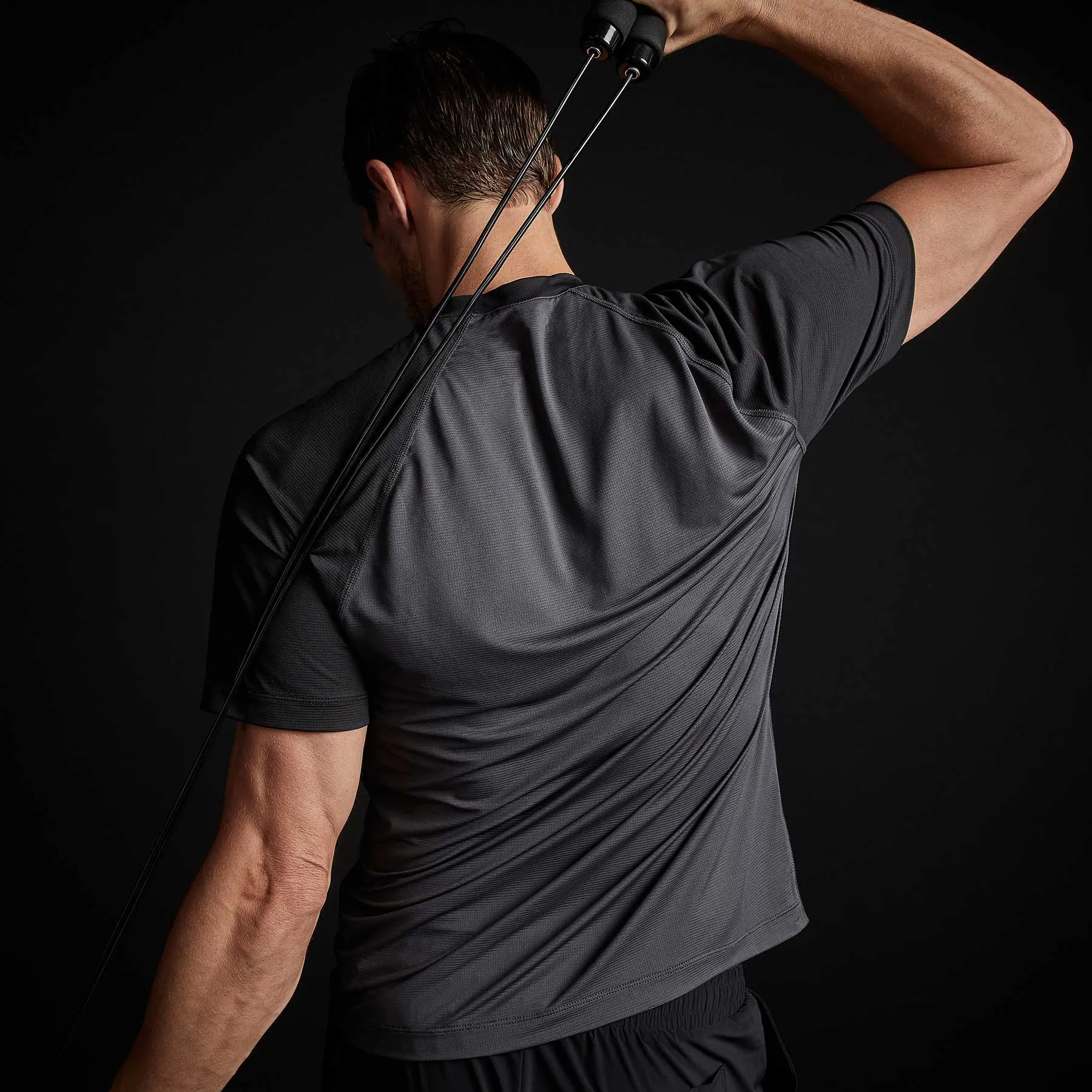 Two Tone Short Sleeve Raglan Crew - Slate/Black