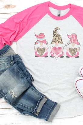 Valentine Gnomes Tri-Blend Unisex 3/4 Raglan