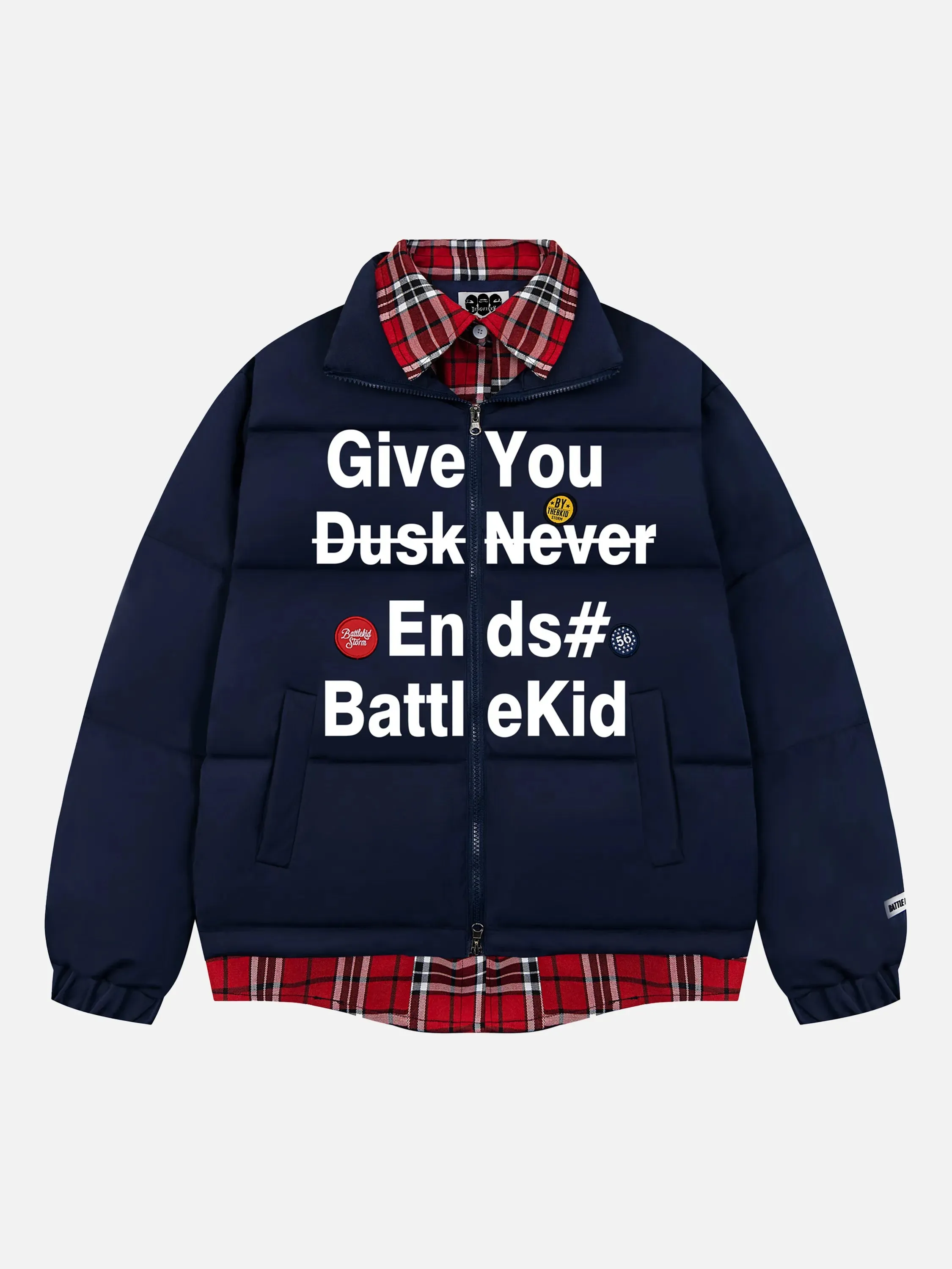 Vintage Fake Two-piece Plaid Coat