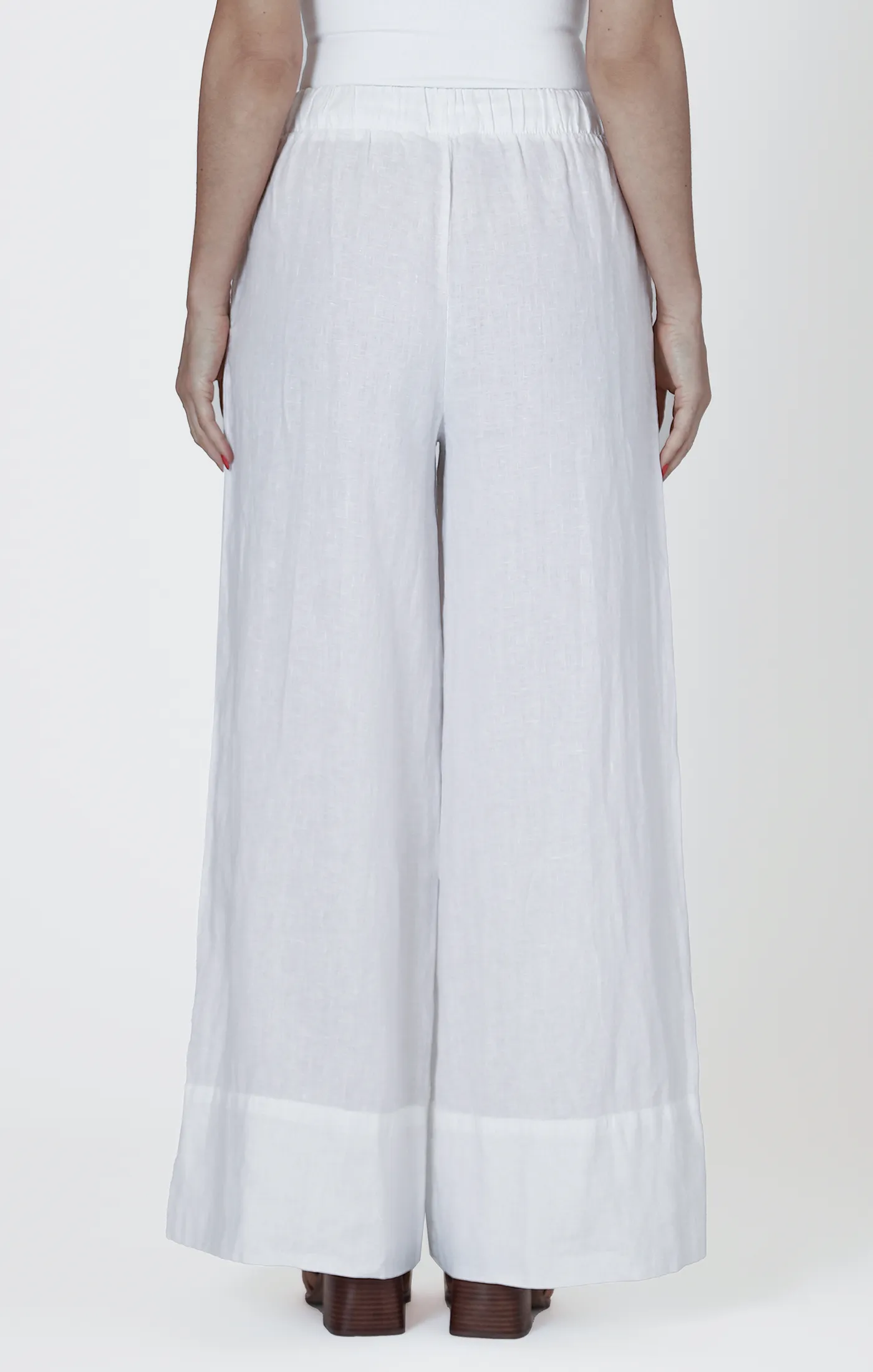 Wide Cuff Palazzo Pants | White