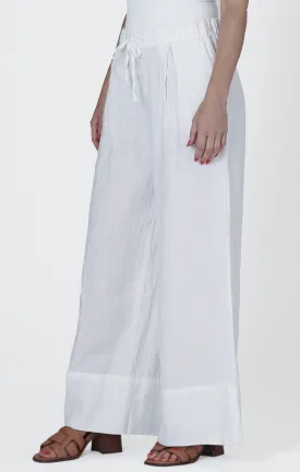 Wide Cuff Palazzo Pants | White