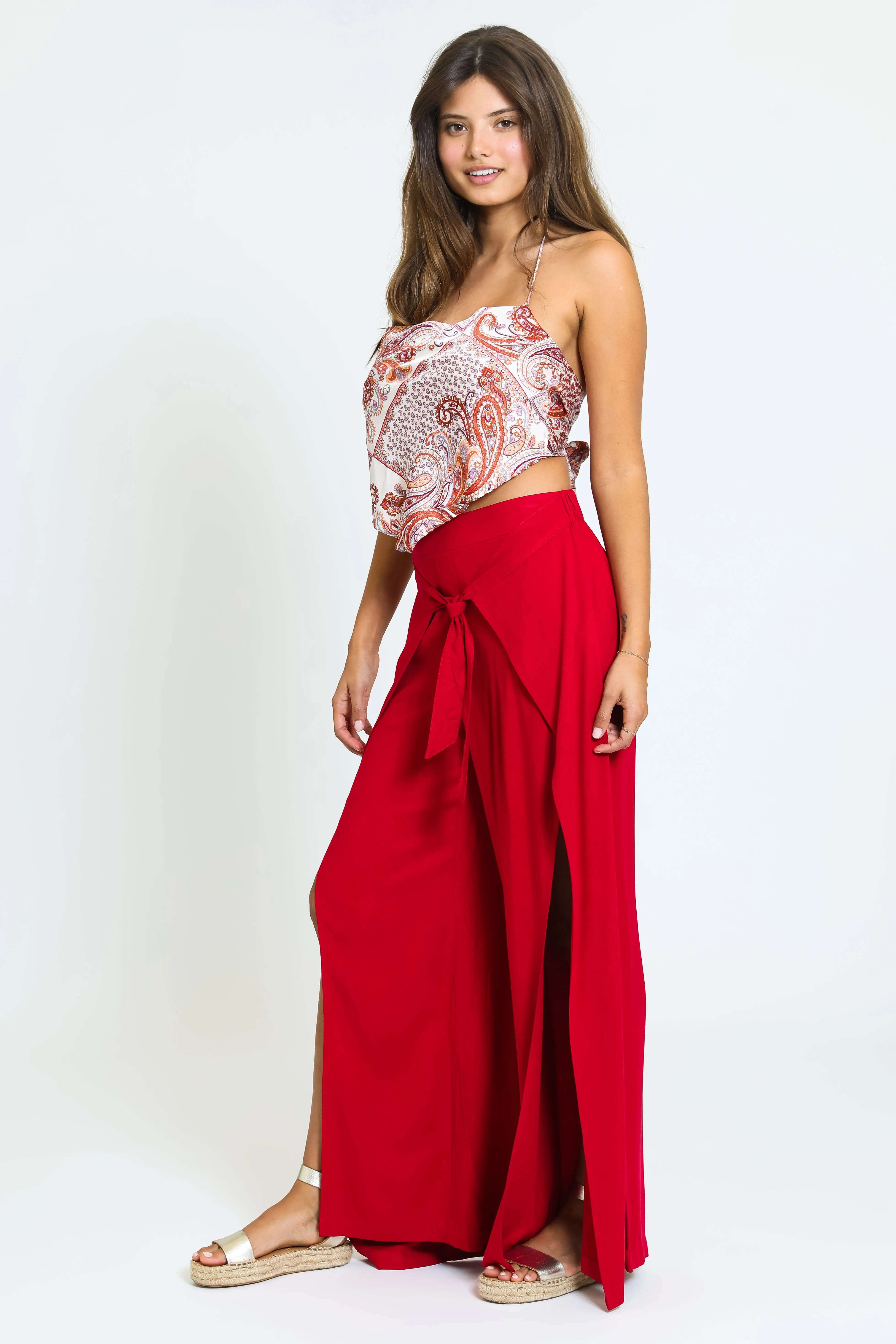 WIDE LEG BORDER WRAP PANT - SUNBRICK