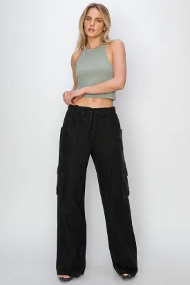 Wide Leg Linen Cargo Pants