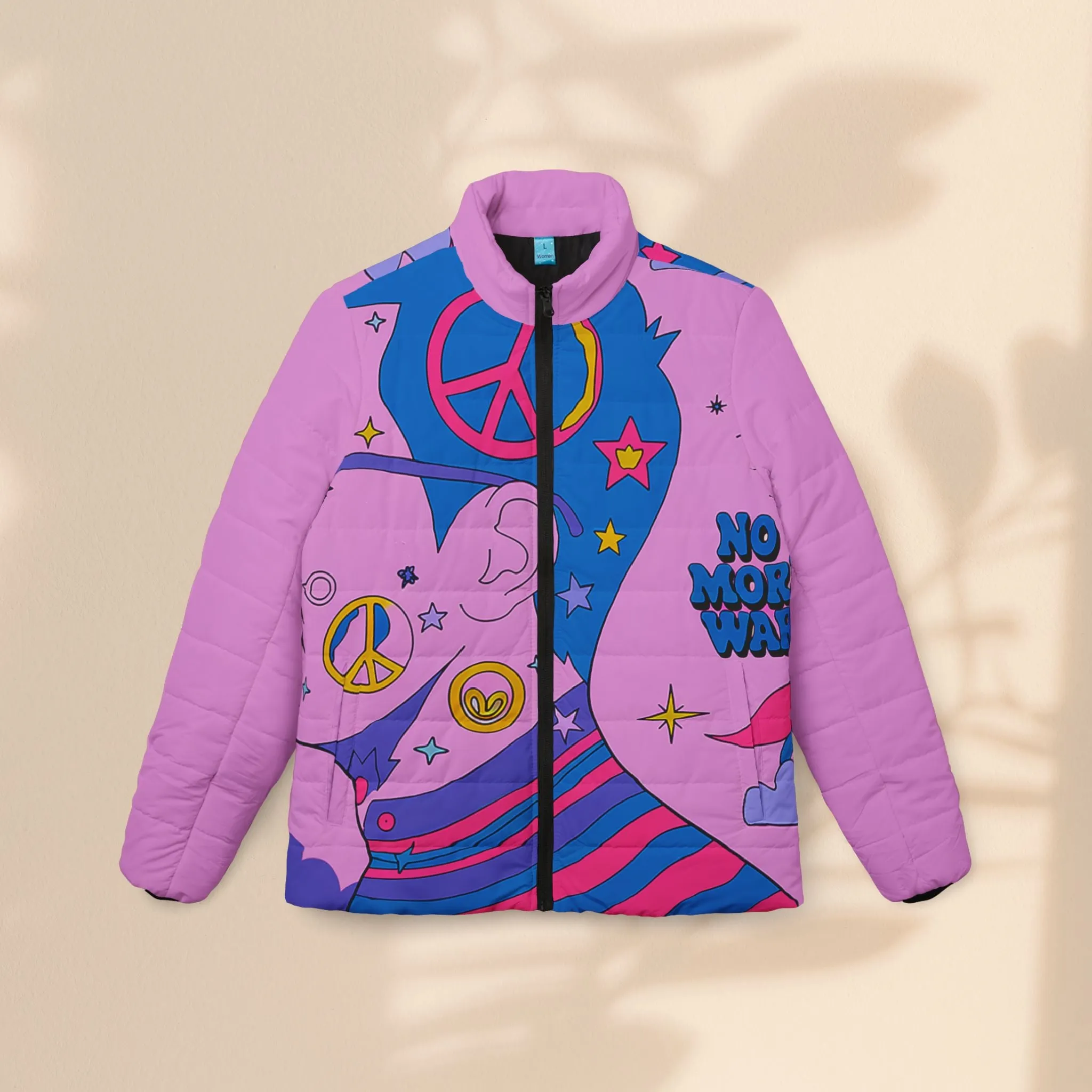 Women’s Colorful Puffer Jacket - No More War Design